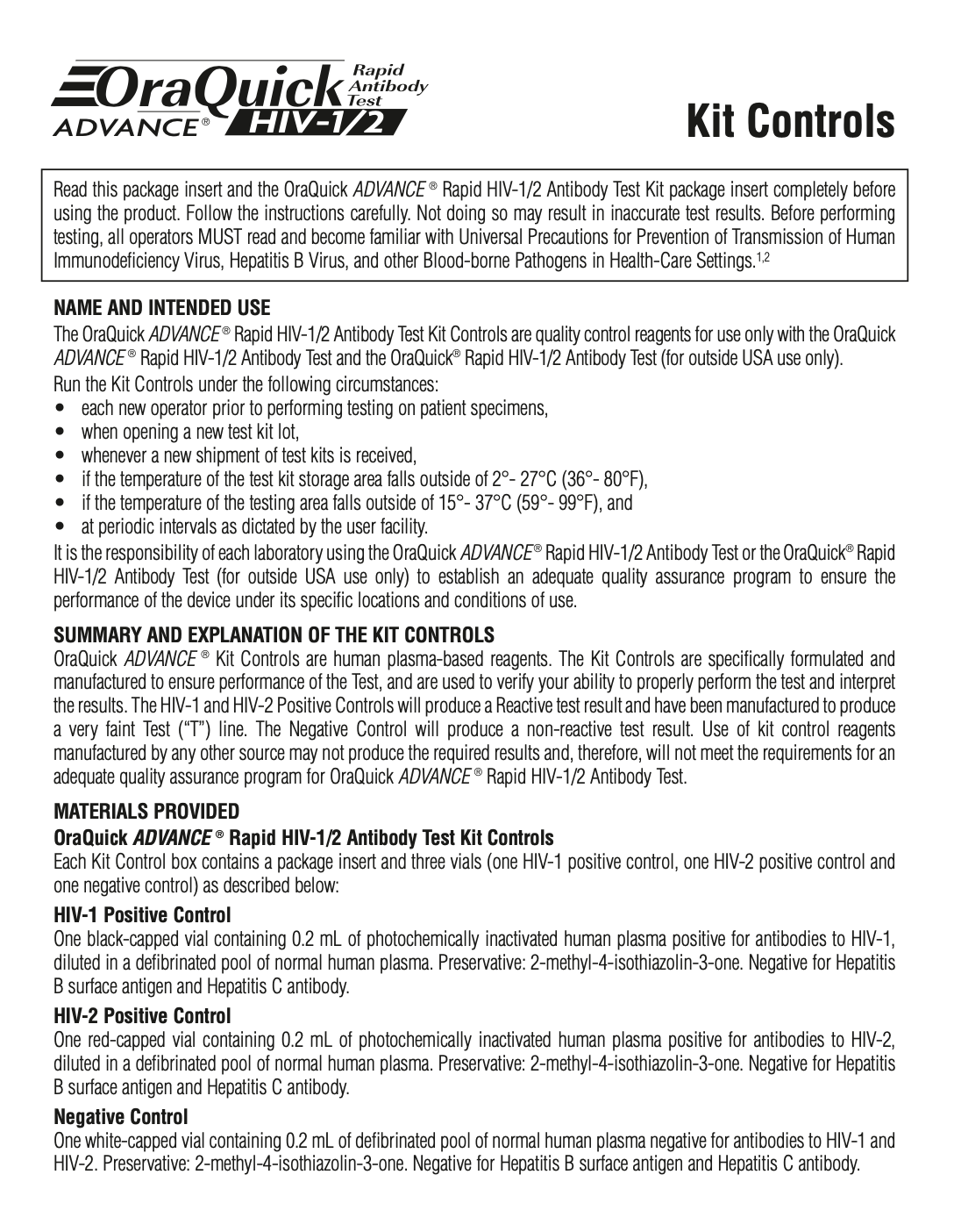 Rapid HIV 1 / 2 Antibody Test